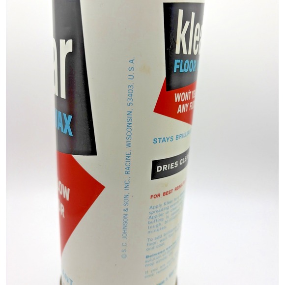 Vintage Metal Can Johnson Klear Floor Wax Stays Brilliant Wont Yellow  19oz Full - Picture 6 of 9